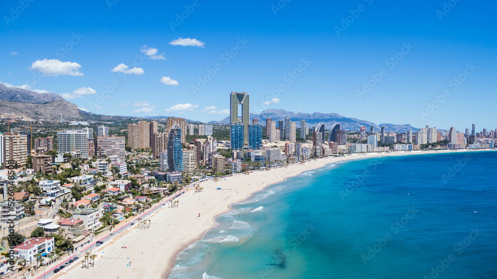 Beautiful view of the coast of Benidorm from Tossal de la Cala, Valencian Community, Spain. Beautiful view of the coast of Benidorm from Tossal de la Cala, Valencian Community, Spain.