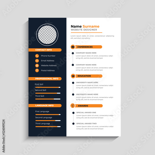 Clean and modern professional resume CV template