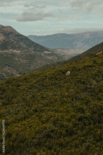 minimalist mountain landscape with cloudy sky