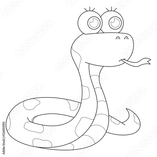 Cute snake suitable for children's coloring page vector illustration