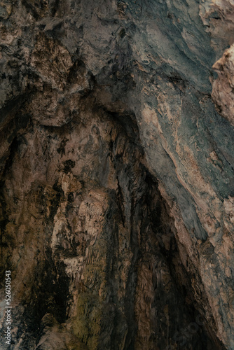 detail of a rock wall inside a mountain cave