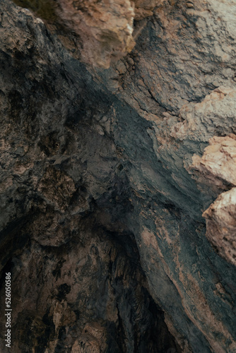 details of a rock wall inside a mountain cave