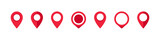 Location pin sign. Red pin. Location map pin icon. Modern map markers. GPS Location symbol. Vector illustration