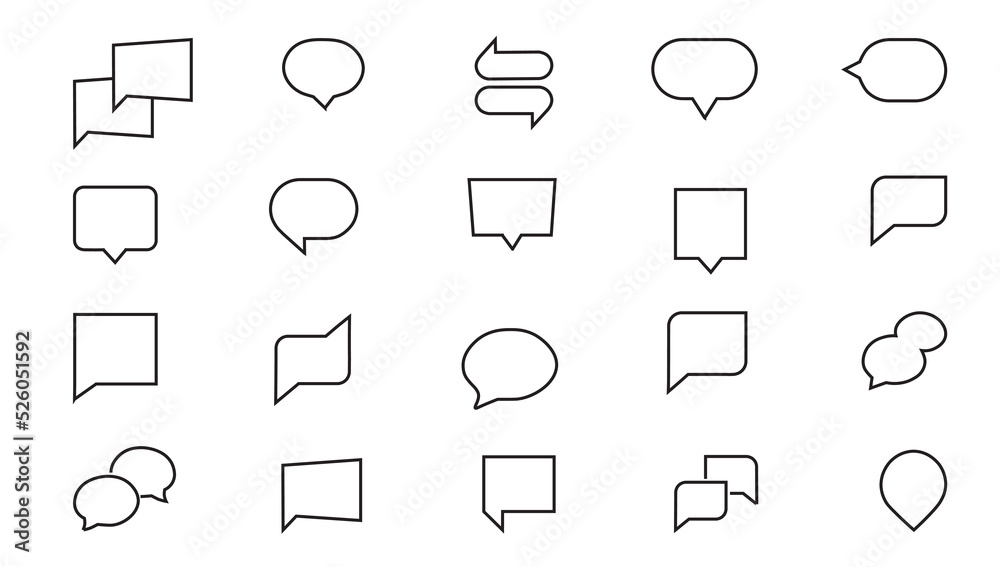 Speech bubbles line icons. Speech bubbles feeling concept icons, Chat bubble line icons.
