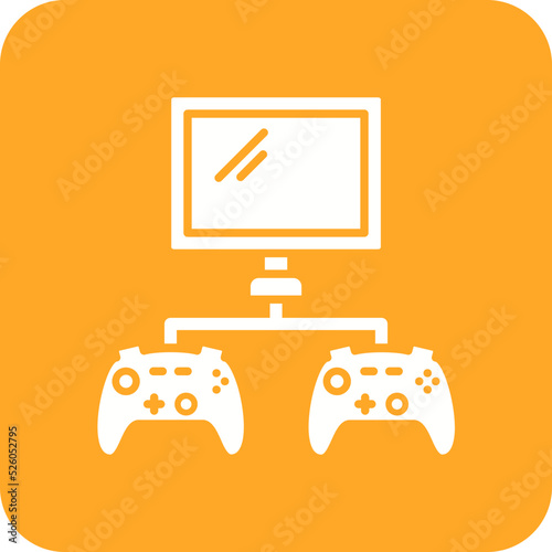 Video Game Multicolor Round Corner Glyph Inverted Icon