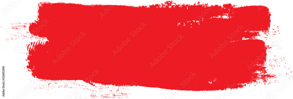 Red brush stroke isolated on white background. Trendy brush stroke vector for red ink paint, grunge backdrop, dirt banner, watercolor design and dirty texture. Brush stroke vector