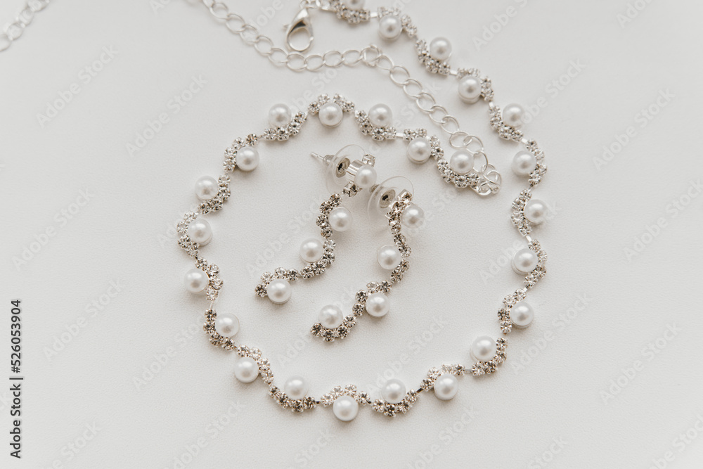 pearl necklace on white background pearl necklace on white background