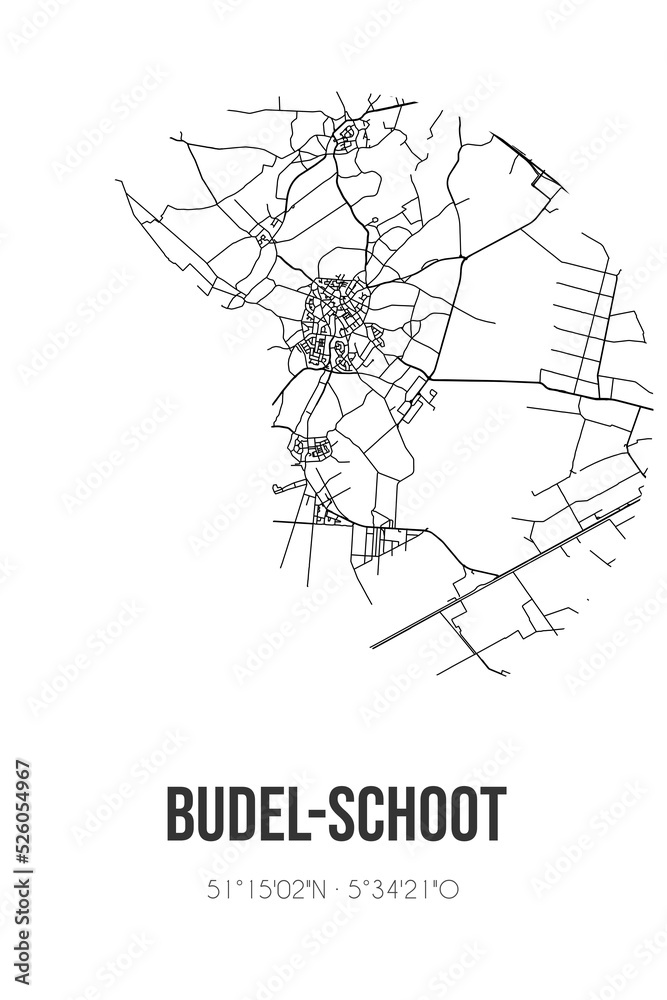 Abstract street map of Budel-Schoot located in Noord-Brabant municipality of Cranendonck. City map with lines Abstract street map of Budel-Schoot located in Noord-Brabant municipality of Cranendonck. City map with lines