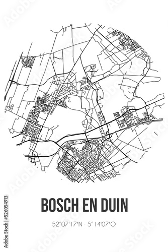 Abstract street map of Bosch en Duin located in Utrecht municipality of Zeist. City map with lines photo