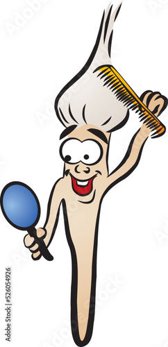 Smiling cartoon brush with hair mirror and comb
