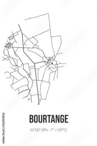 Abstract street map of Bourtange located in Groningen municipality of Westerwolde. City map with lines