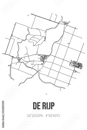 Abstract street map of De Rijp located in Noord-Holland municipality of Alkmaar. City map with lines