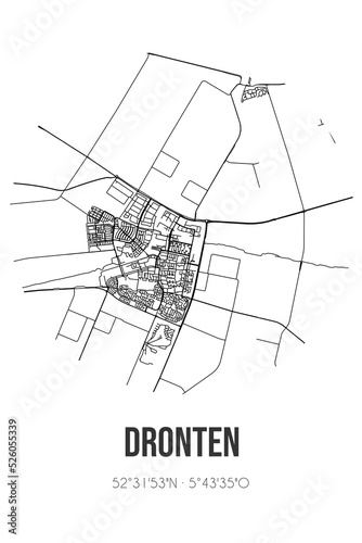 Abstract street map of Dronten located in Flevoland municipality of Dronten. City map with lines photo