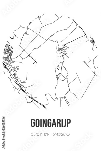 Abstract street map of Goingarijp located in Fryslan municipality of De Fryske Marren. City map with lines photo