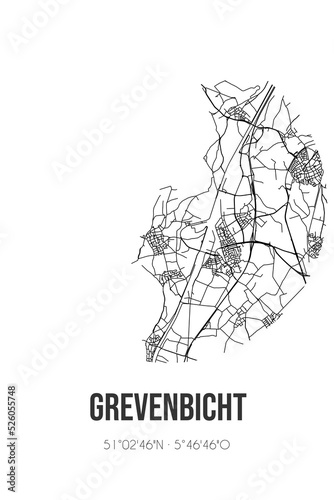Abstract street map of Grevenbicht located in Limburg municipality of Sittard-Geleen. City map with lines