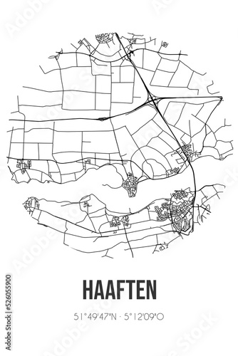 Abstract street map of Haaften located in Gelderland municipality of West Betuwe. City map with lines photo