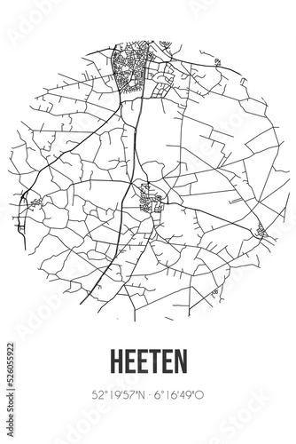 Abstract street map of Heeten located in Overijssel municipality of Raalte. City map with lines photo