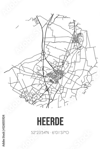 Abstract street map of Heerde located in Gelderland municipality of Heerde. City map with lines photo