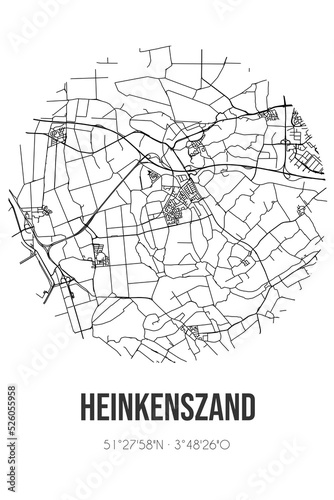 Abstract street map of Heinkenszand located in Zeeland municipality of Borsele. City map with lines photo