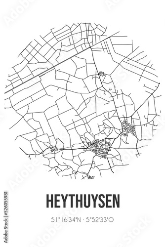 Abstract street map of Heythuysen located in Limburg municipality of Leudal. City map with lines photo