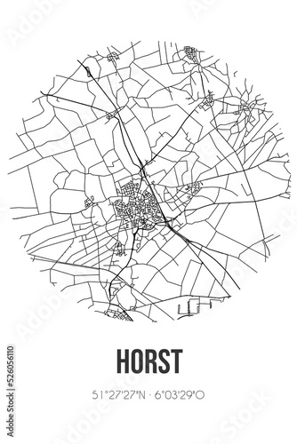 Abstract street map of Horst located in Limburg municipality of Horst aan de Maas. City map with lines photo