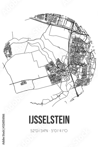 Abstract street map of IJsselstein located in Utrecht municipality of IJsselstein. City map with lines photo