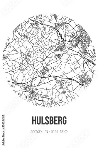 Abstract street map of Hulsberg located in Limburg municipality of Beekdaelen. City map with lines photo
