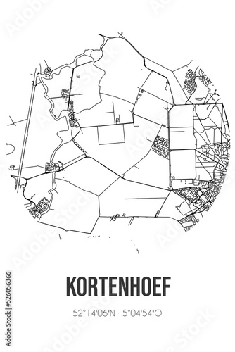 Abstract street map of Kortenhoef located in Noord-Holland municipality of Wijdemeren. City map with lines photo