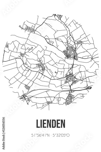Abstract street map of Lienden located in Gelderland municipality of Buren. City map with lines photo
