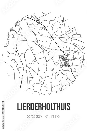 Abstract street map of Lierderholthuis located in Overijssel municipality of Raalte. City map with lines