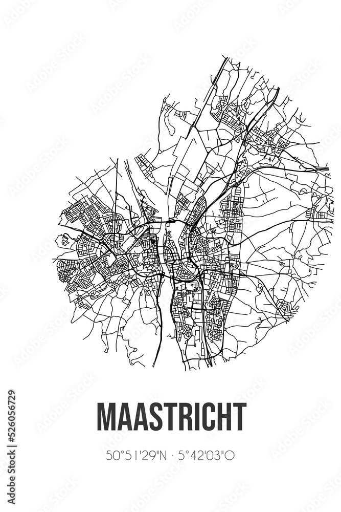 Abstract street map of Maastricht located in Limburg municipality of Maastricht. City map with lines Abstract street map of Maastricht located in Limburg municipality of Maastricht. City map with lines