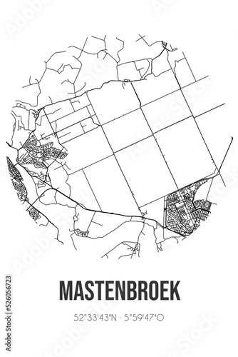 Abstract street map of Mastenbroek located in Overijssel municipality of Kampen. City map with lines photo