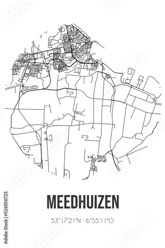 Abstract street map of Meedhuizen located in Groningen municipality of Delfzijl. City map with lines photo