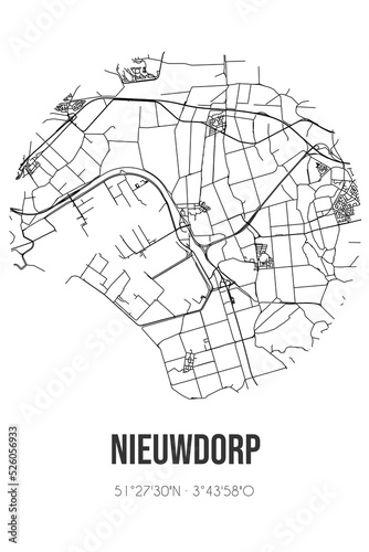Abstract street map of Nieuwdorp located in Zeeland municipality of Borsele. City map with lines photo