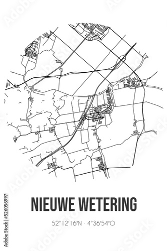 Abstract street map of Nieuwe Wetering located in Zuid-Holland municipality of Kaag en Braassem. City map with lines photo