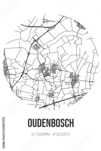 Abstract street map of Oudenbosch located in Noord-Brabant municipality of Halderberge. City map with lines photo