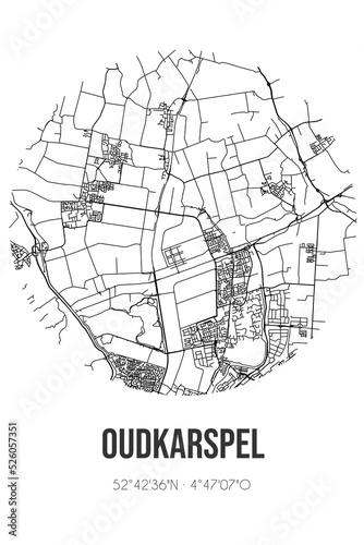 Abstract street map of Oudkarspel located in Noord-Holland municipality of Langedijk. City map with lines photo