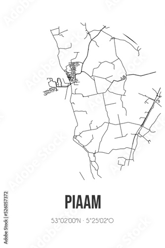 Abstract street map of Piaam located in Fryslan municipality of Sudwest-Fryslan. City map with lines