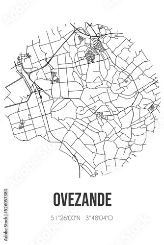 Abstract street map of Ovezande located in Zeeland municipality of Borsele. City map with lines photo