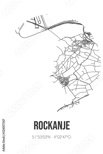 Abstract street map of Rockanje located in Zuid-Holland municipality of Westvoorne. City map with lines