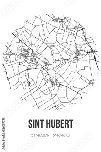 Abstract street map of Sint Hubert located in Noord-Brabant municipality of MillenSintHubert. City map with lines