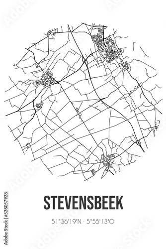 Abstract street map of Stevensbeek located in Noord-Brabant municipality of Sint Anthonis. City map with lines photo