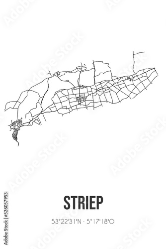 Abstract street map of Striep located in Fryslan municipality of Terschelling. City map with lines photo