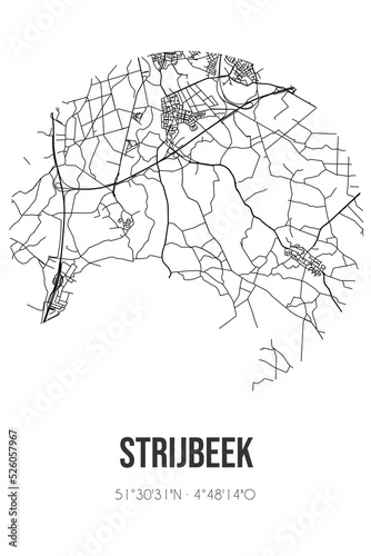 Abstract street map of Strijbeek located in Noord-Brabant municipality of Alphen-Chaam. City map with lines