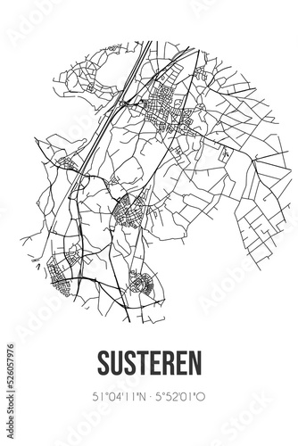 Abstract street map of Susteren located in Limburg municipality of Echt-Susteren. City map with lines photo