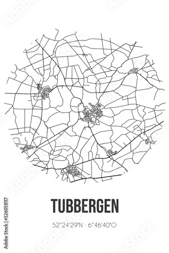 Abstract street map of Tubbergen located in Overijssel municipality of Tubbergen. City map with lines photo