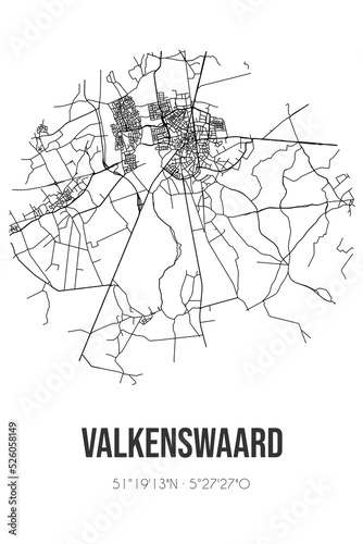 Abstract street map of Valkenswaard located in Noord-Brabant municipality of Valkenswaard. City map with lines