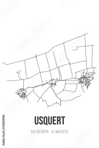 Abstract street map of Usquert located in Groningen municipality of Het Hogeland. City map with lines photo