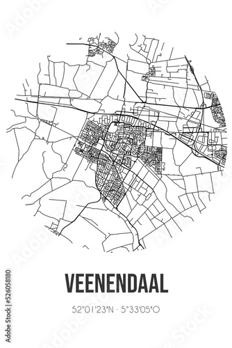 Abstract street map of Veenendaal located in Utrecht municipality of Veenendaal. City map with lines photo