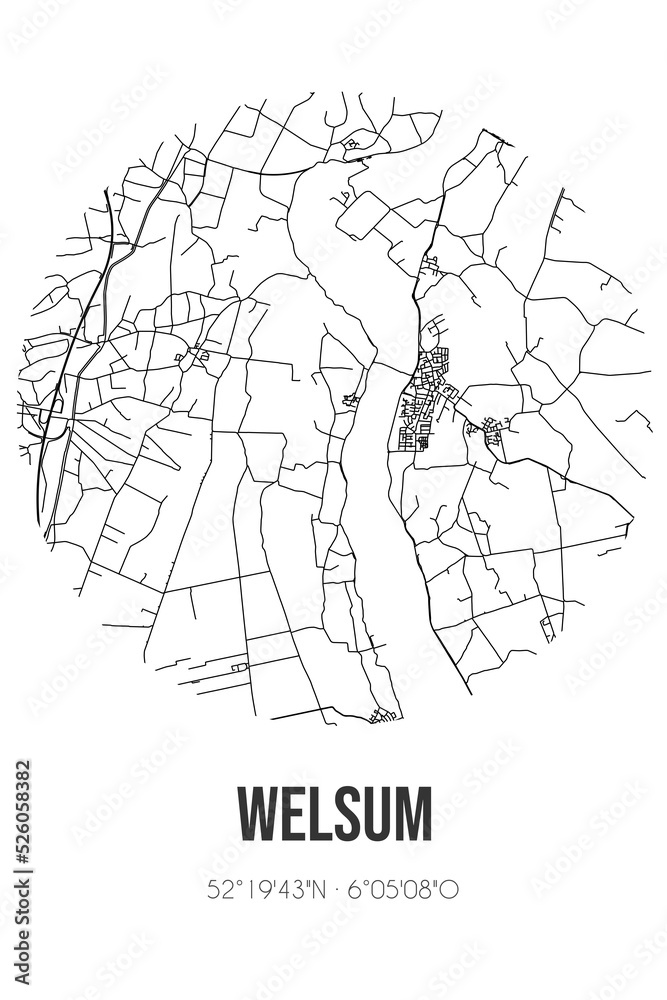Abstract street map of Welsum located in Overijssel municipality of Olst-Wijhe. City map with lines Abstract street map of Welsum located in Overijssel municipality of Olst-Wijhe. City map with lines